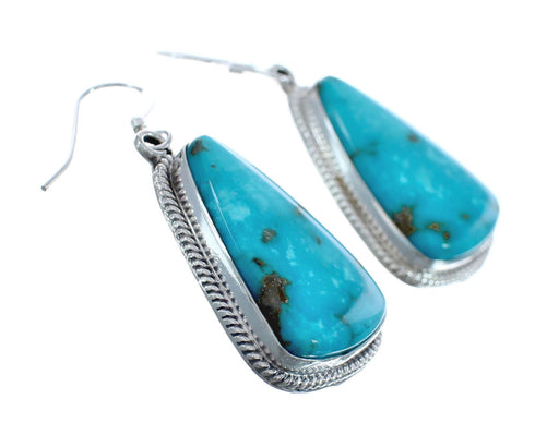 Native American Turquoise Sterling Silver Hook Dangle Earrings JX127300